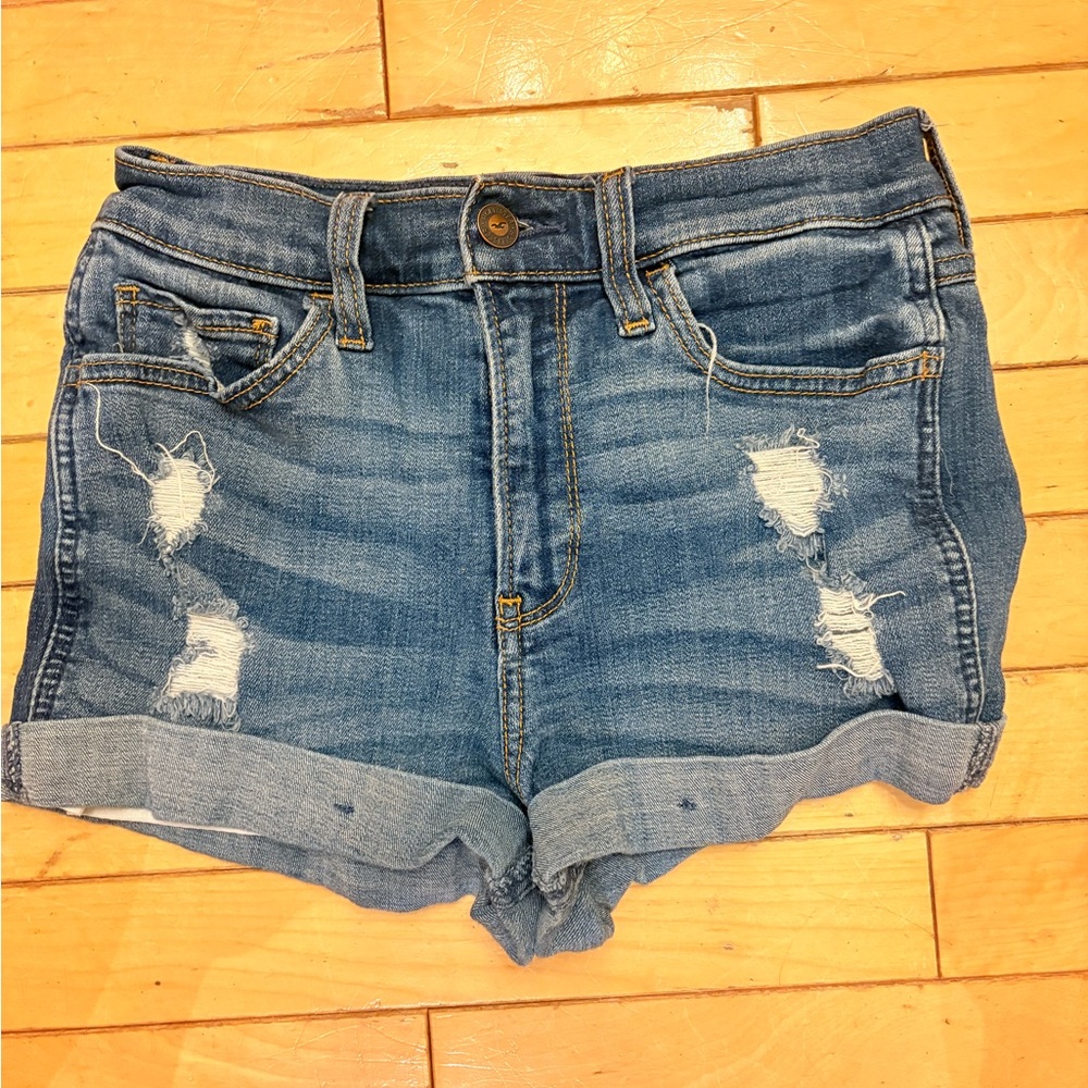 Hollister Light Blue Distressed Jean Shorts 3”inseam
